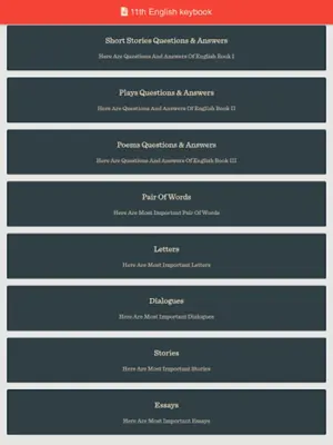 11th Class English Key book android App screenshot 1
